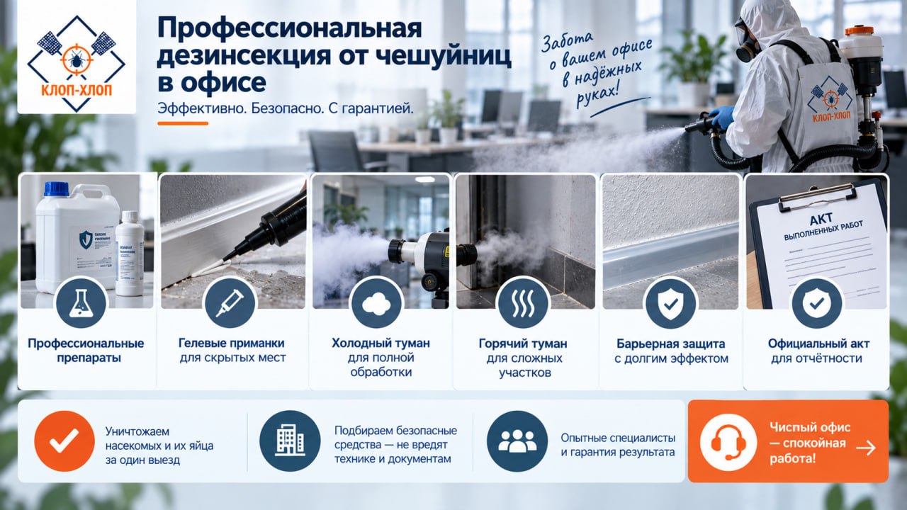 Профессиональная дезинфекция от чешуйницы в офисе